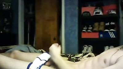 Young Guitarists Ball Game: Cum Shots Handjob Solo Teen Boy Smooth Wank and Cum on Cam