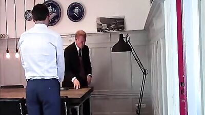 Gay Office Spanking - Naked Young Man Gets Flogged by Strict Boss