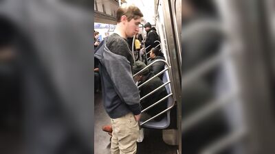 Boy Piss in the Subway - Amateur Fun Public Outside Adventure
