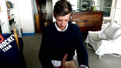 Young Hockey Fan Cums Alone in His Room!