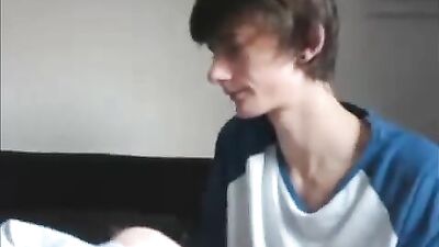 Young Gigolo Sucks Monster Dick While Watching Phone Gay Porn!