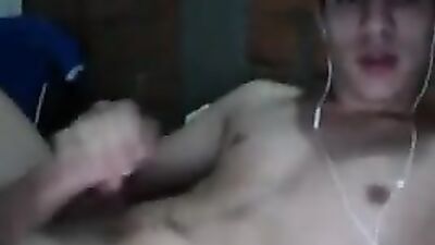 Arab Twink Cums with His Big Dick: Amateur Web-Cam Own Cum Shots