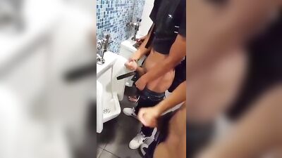 Three Boys Stroking in the Restroom - A Gay Porn Video Full of Amateur Fun Handjobs!