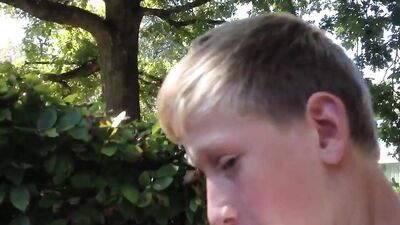 Gay Pee School Fetish: Guy Pisses on the Tree