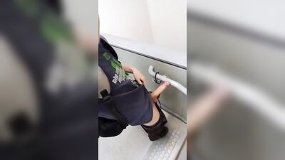 Hung teen caught in bathroom porn