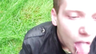 Woodland Lust: Amateur Blond Sucks and Cums Hard!