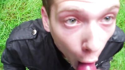 Woodland Lust: Amateur Blond Sucks and Cums Hard!