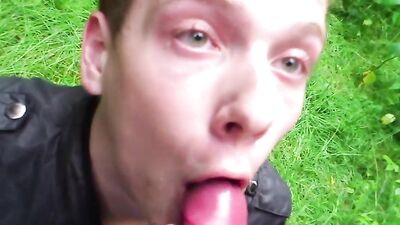 Woodland Lust: Amateur Blond Sucks and Cums Hard!