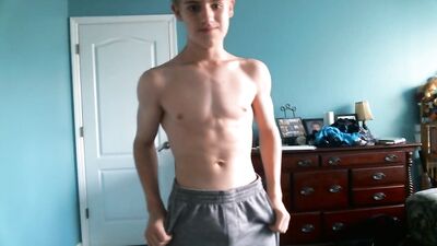 Adorable Blond Teenboy Flexes
