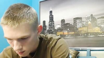 Blond Handsome Boy Delight: Gay Cum Shot Handjob