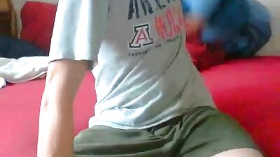 Horny Camboy Blows His Big Dick with Nice Cum Shots and Balls Massage