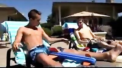 Gangbang Poolside Fuckfest - Straight to Gay Action