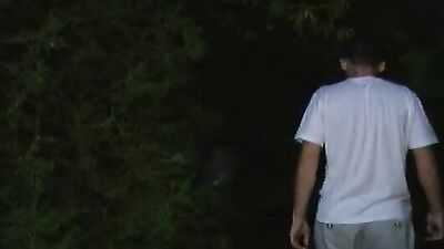 Gay Twinks Night Cruising - Bareback Cum Eating in Public Garden