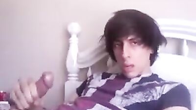Emo boy jacks big cock