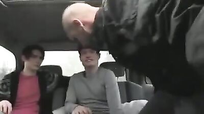 Car Threesome: Raw Bareback Action with Cumshots!