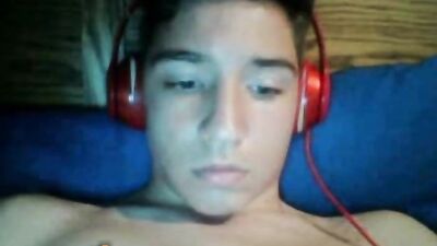 Teenboy jerking his huge cock 08