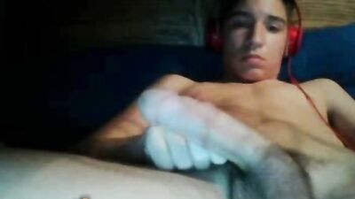 Teenboy jerking his huge cock 08