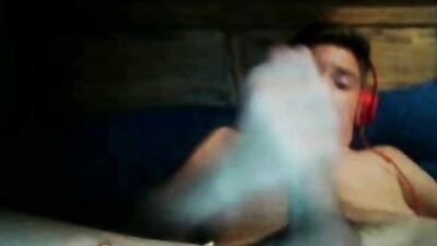 Teenboy jerking his huge cock 08