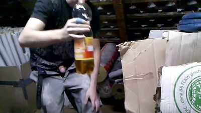 Boy Piss in Bottle almost Caught