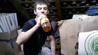 Boy Piss in Bottle almost Caught