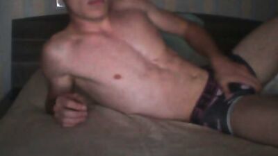 (Gay French Boy Self-Fucks with Stick and Cums)