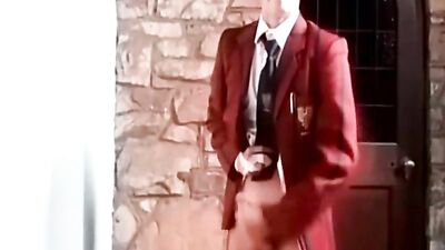 Schoolboy in unifrom cums