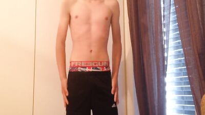 Naughty Shorts Wank: Gay Cum Shot Handjob in Action!