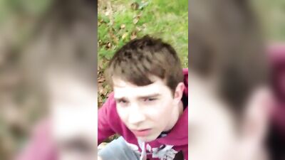 Young twink gets facial from straight guy outside