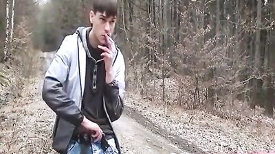 Wild Outdoor Cum Eating Adventure: Hot Boy Wanking!