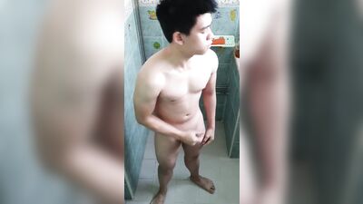 Young Asian Boy Cums in Shower - Exploring New Heights!