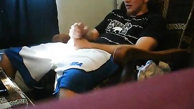 Watching straight friend jerk off