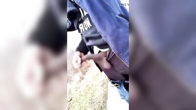 Big Black Cock Exposed Near Freeway - Raw and Raunchy Public Sex!