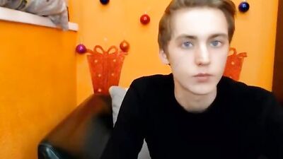 Sexy blonde with beautiful blue eyes masturbates