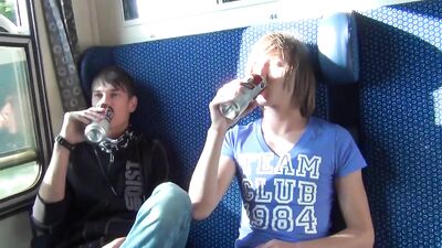 Horny boys wank in a train 1147