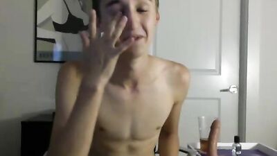 Plays with his Toy - Gay Muscle Daddy Fucks Cute Twink!