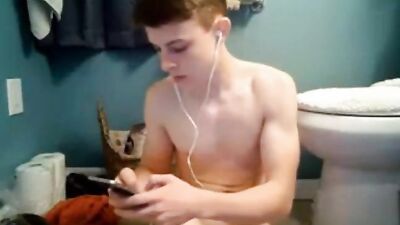 Horny Naked Boy Bathroom Cum Solo Shots