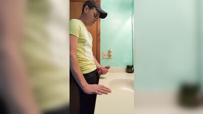 Young Jackers Hardcore Bathroom Handjob!