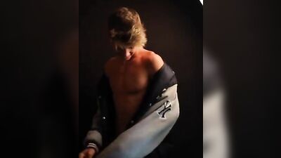 Surfer Hair Stylin with Lettermans Jacket - Blond Boys Frat Guys Fun!