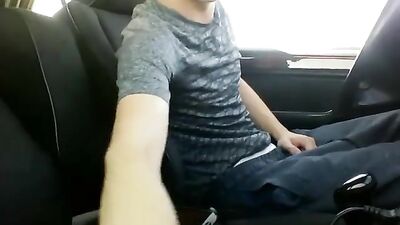 Cum Shots Solo: Sexy Boy Jerks in car!