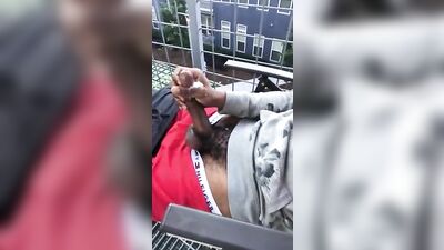 Balcony Show for the New Neighbor: Big Cocks Black Solo (Gay Porn)