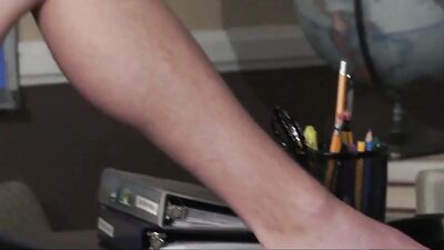 Mike's cute boy pose wank cum in classroom 1612