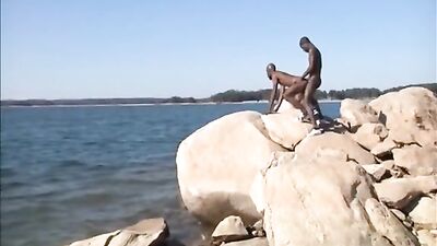Black Twinks Bareback by the Sea