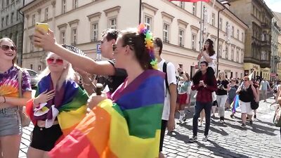 Prague Pride Procession 2018 - Sexy Gay Men in Leather and Denim Shorts!