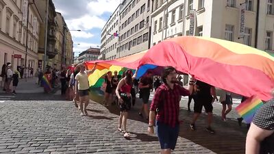 Prague Pride Procession 2018 - Sexy Gay Men in Leather and Denim Shorts!