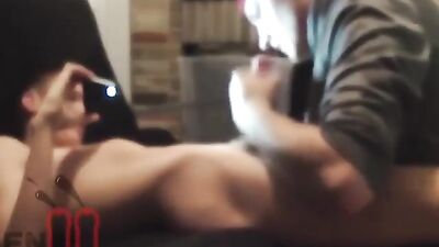 He films his friend who sucks him
