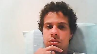 Horny Young Latino Stroking Big Curved Dick