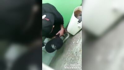 Latinos Caught Fucking in Public Toilet: Wild Gay Sex in the Stalls!