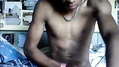 Jerking Off Twink Cumshot - Black & Cute - Gay Porn Video!