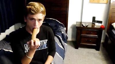 Young Blond Boy Jerks & Cums on Dildo - Stonerunner99