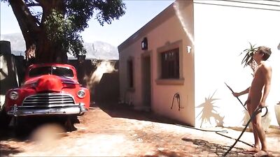 Car Wash Boys: Naked Blond Cuties Giving Head in Public!